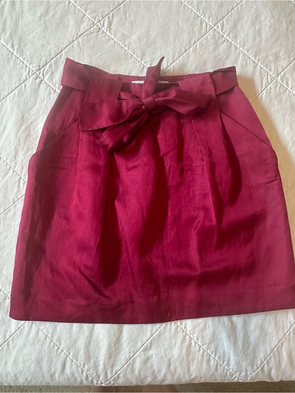 High-Rise Tie-Waist Mini Skirt in Wine